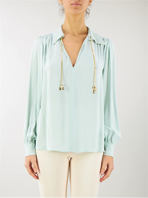 Blouse in viscose georgette fabric with accessory at the neck Elisabetta Franchi ELISABETTA FRANCHI | Shirt | CAT3041E2BV9